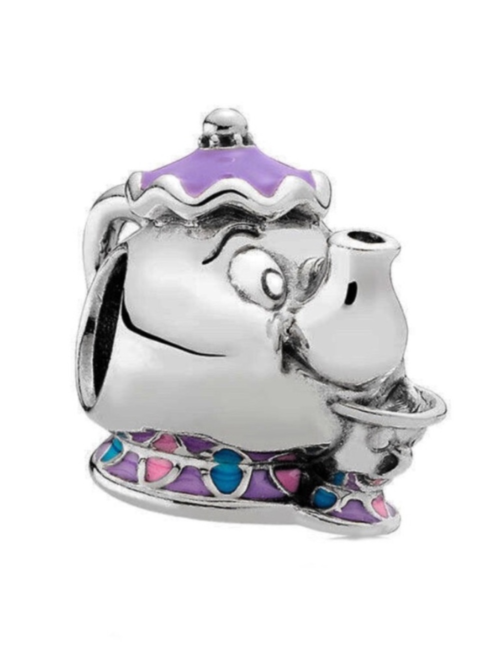 NWOT Disney Beauty And The Beast Mrs. Potts & Chip Charm Sterling Silver 925